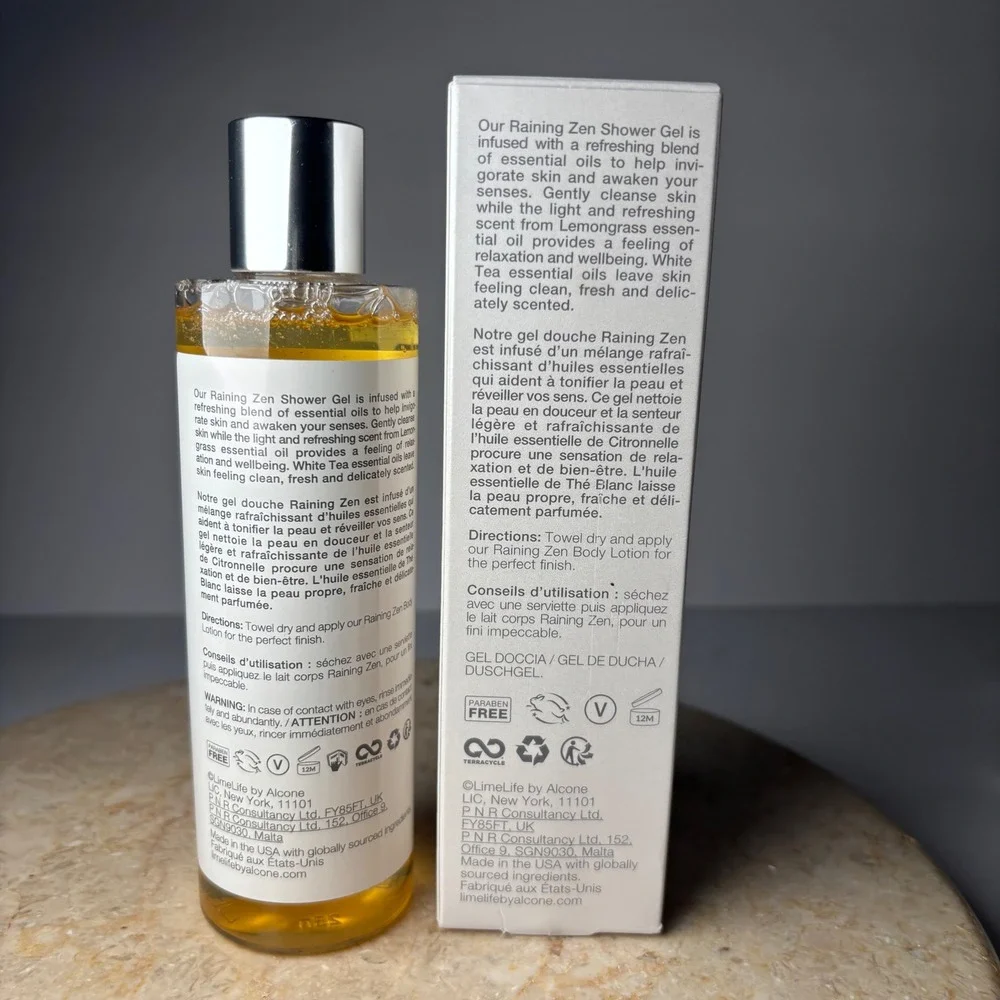 LimeLife by Alcone Raining Zen Shower Gel 8.4oz Lemongrass‎ White Tea New in Box
